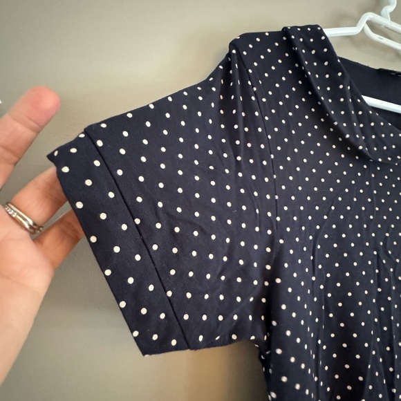 HOBBS - Polka dots Peter Pan collar top Navy XL - Picture 4 of 5